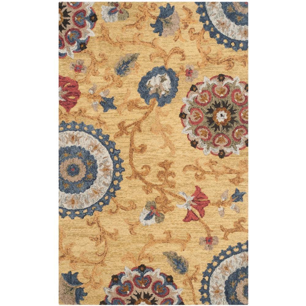 Blossom BLM401 Hand Tufted Area Rug - Gold/Multi - 6'x9' - Safavieh.
