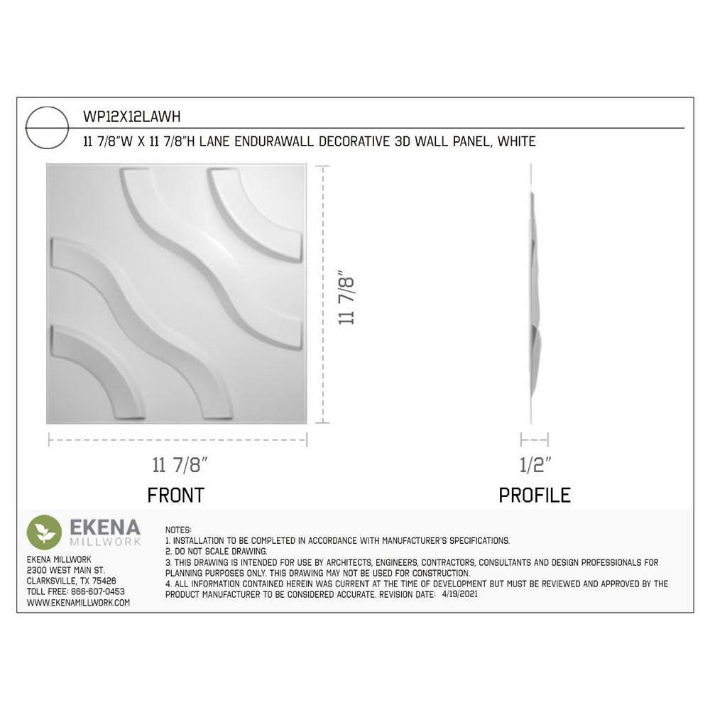 Ekena Millwork Lane EnduraWall Decorative 3D Wall Panel (Set of 10)