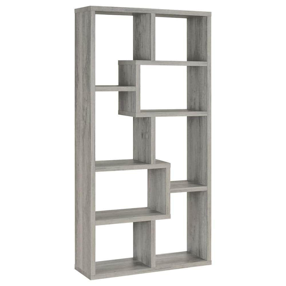 70.75" Theo 8 Shelf Bookcase Gray Driftwood - Coaster