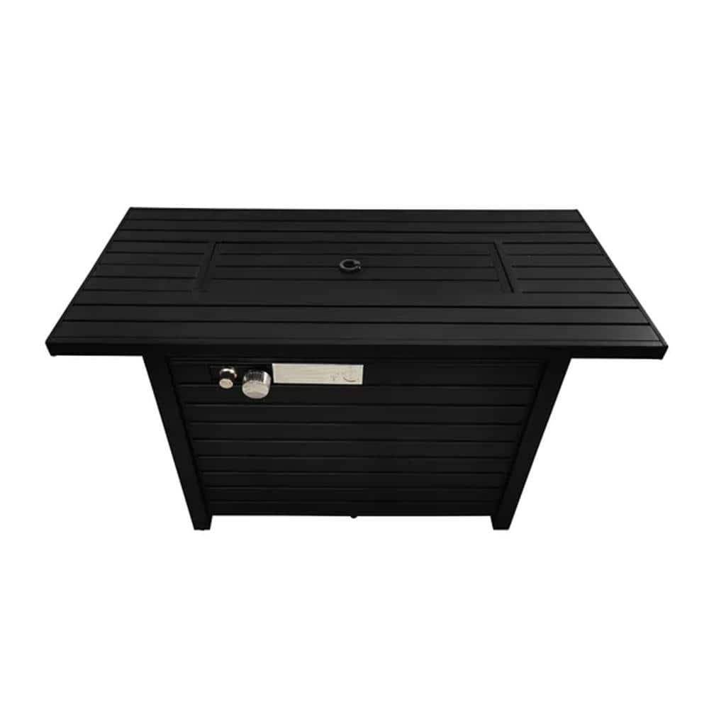 Bridgeport Rectangle Steel Propane Fire Pit Table for Outdoor Home Garden Backyard Fireplace (42 Inch, Black), CM-9101