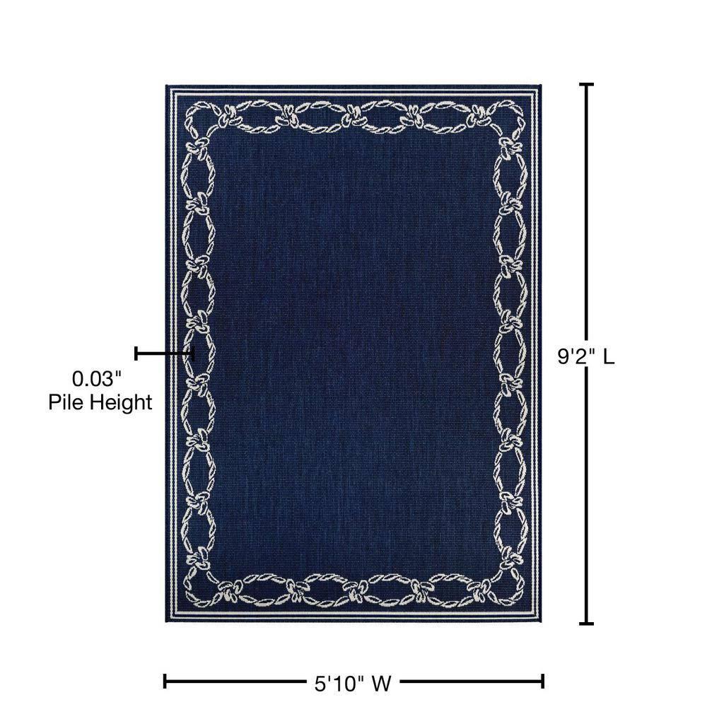 Couristan Recife Rope Knot Area Rug, 5'10" x 9'2", Ivory-Indigo