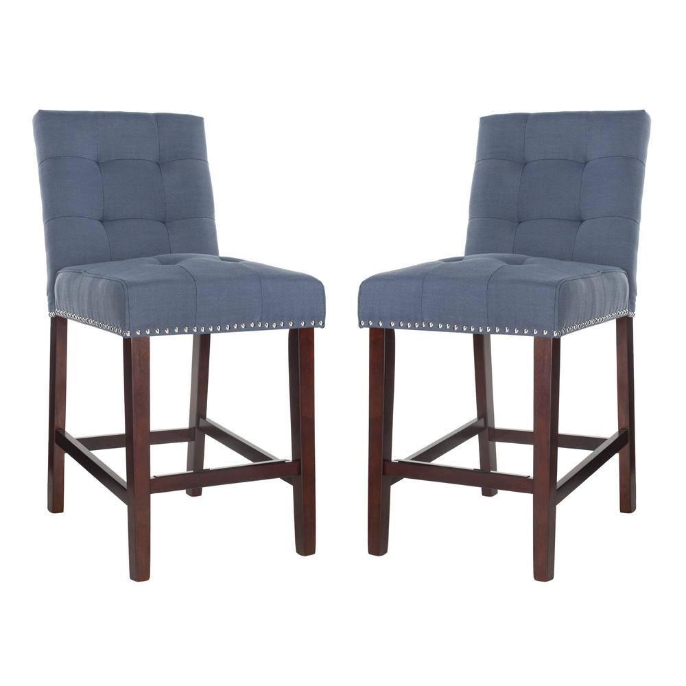 Nikita Counter Stool (Set of 2) - BST6303 - Navy/Espresso - Safavieh