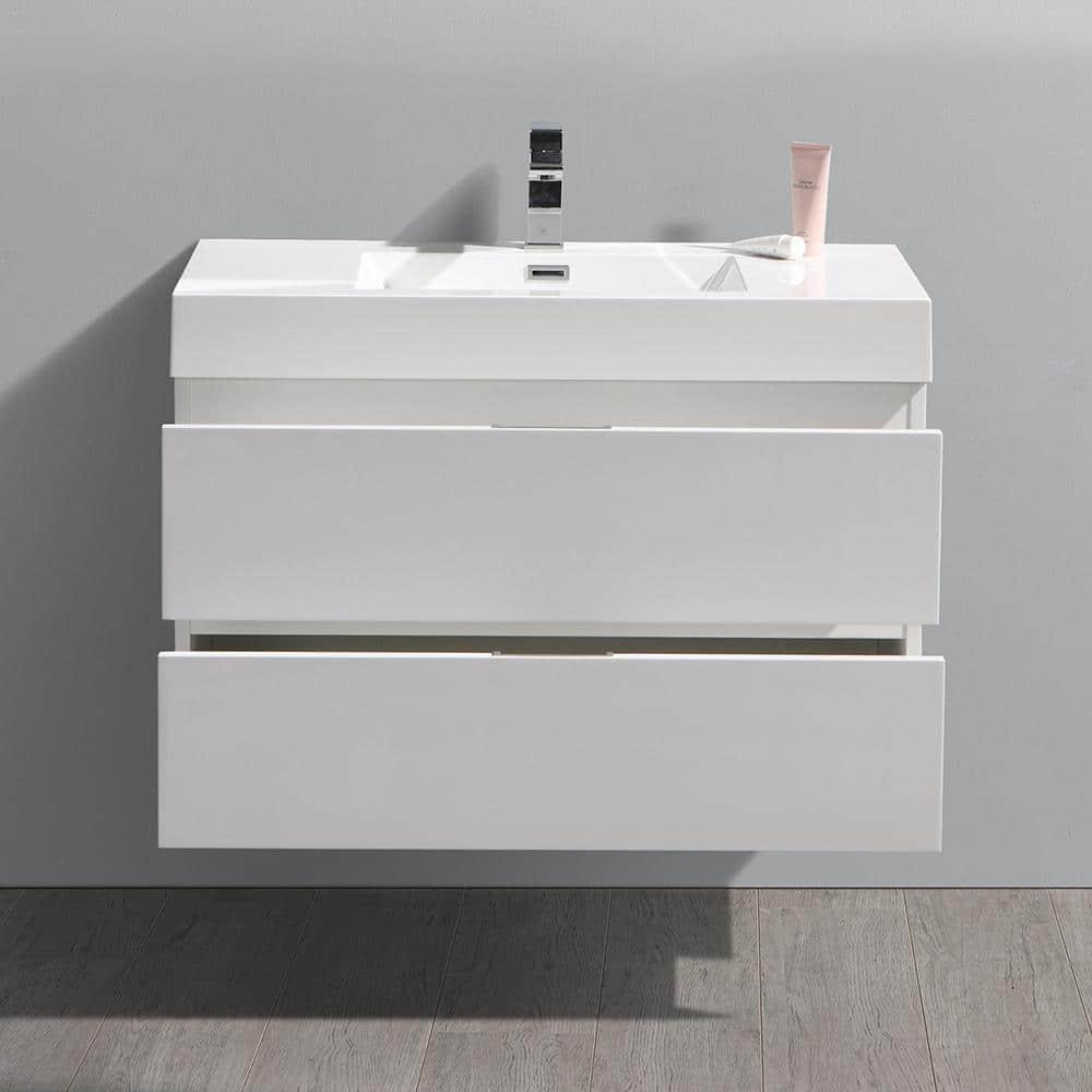 Fresca Valencia 36" Wall Mount Single Sink Bathroom Vanity with Top and Sink (Faucet Not Included)