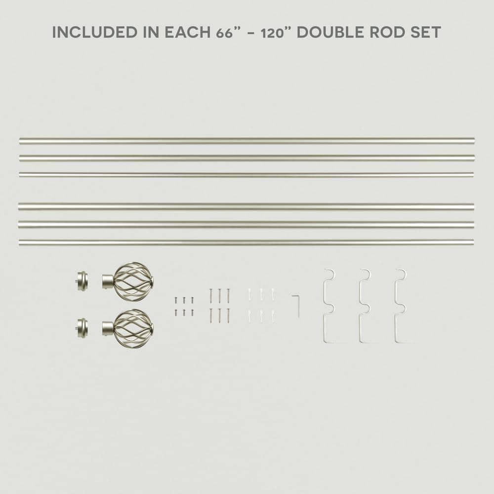 Ogee Double Window Curtain Rod and Finial Set