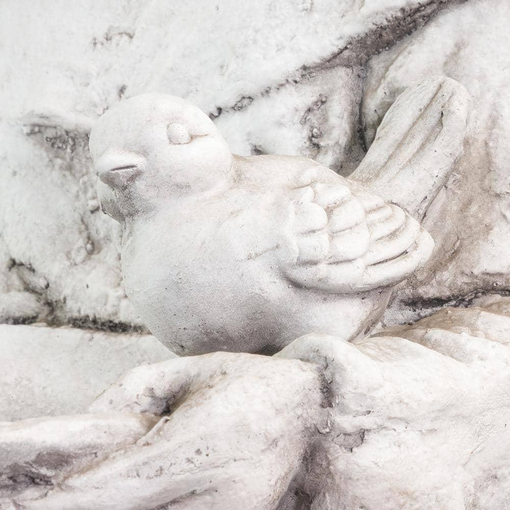 45 in. Tall Outdoor Saint Francis Birdbath Statue Yard Art Decoration, Light Gray
