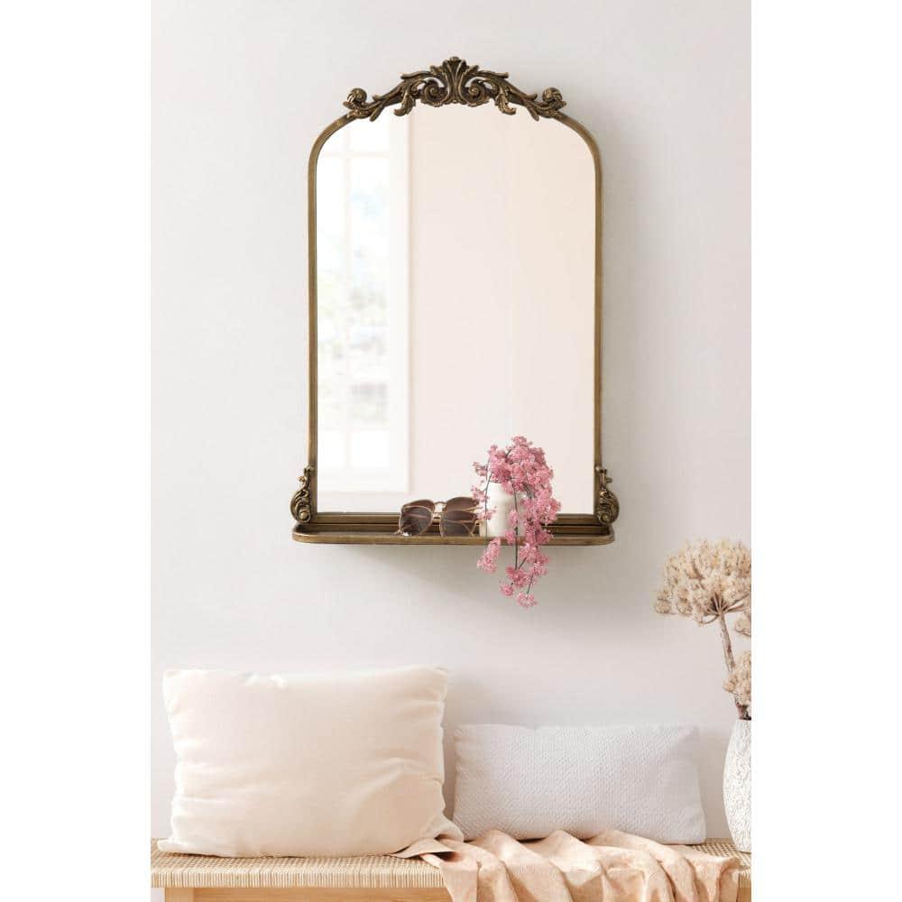 Kate and Laurel Arendahl Functional Mirror with Shelf - Gold, 21x32