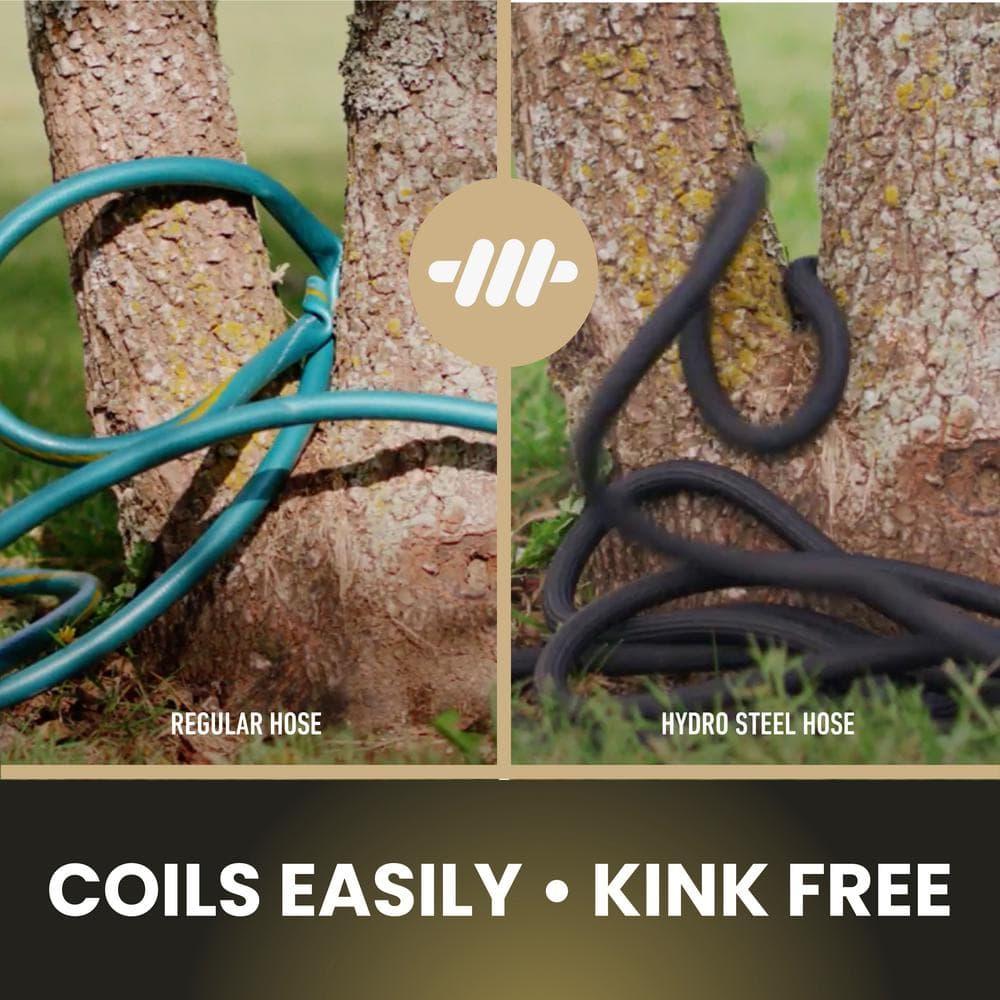 Hydrosteel Pro 50 Ft Heavy-Duty Flexible Lightweight 304 Stainless Steel Metal Water Hose with Brass Nozzle