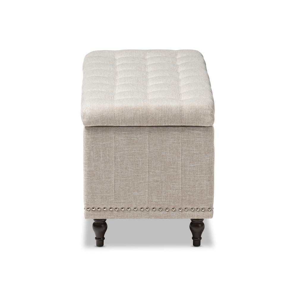 Kaylee Modern Classic Fabric Upholstered Button - Tufting Storage Ottoman Bench - Buff Beige - Baxton Studio