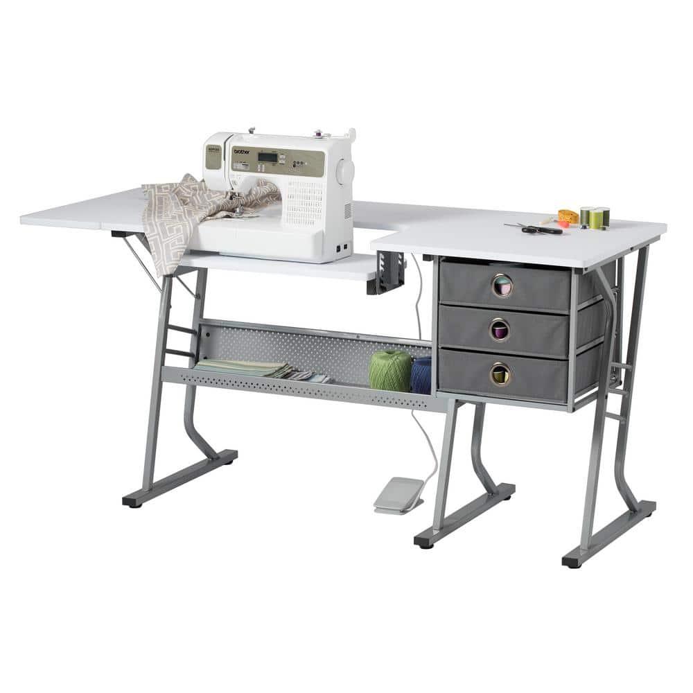60.25'' x 23.75'' Sewing Table with Sewing Machine Platform