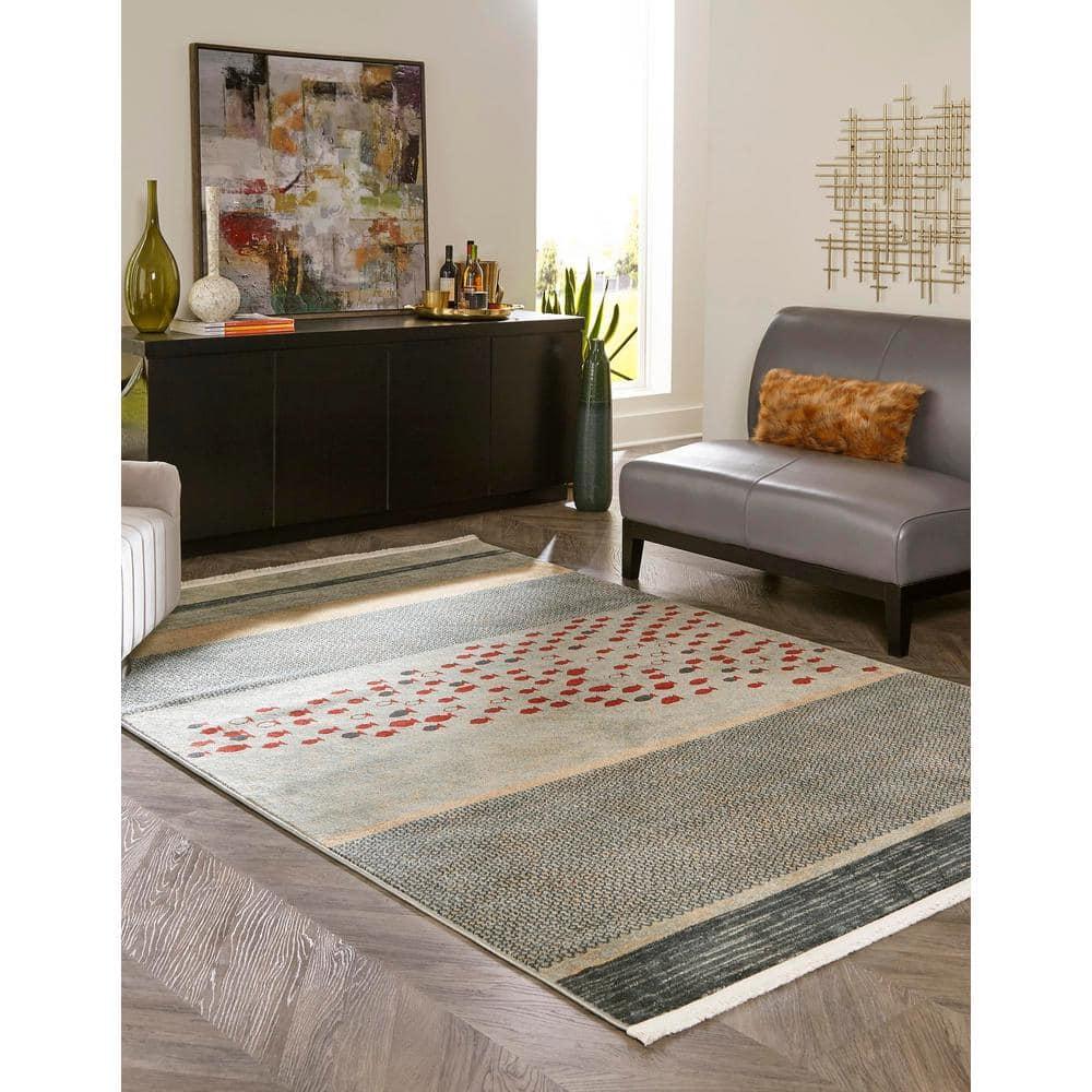 Unique Loom Fars Collection Area Rug - Jordan (5' 1" x 8' Rectangle Blue/Light Blue)