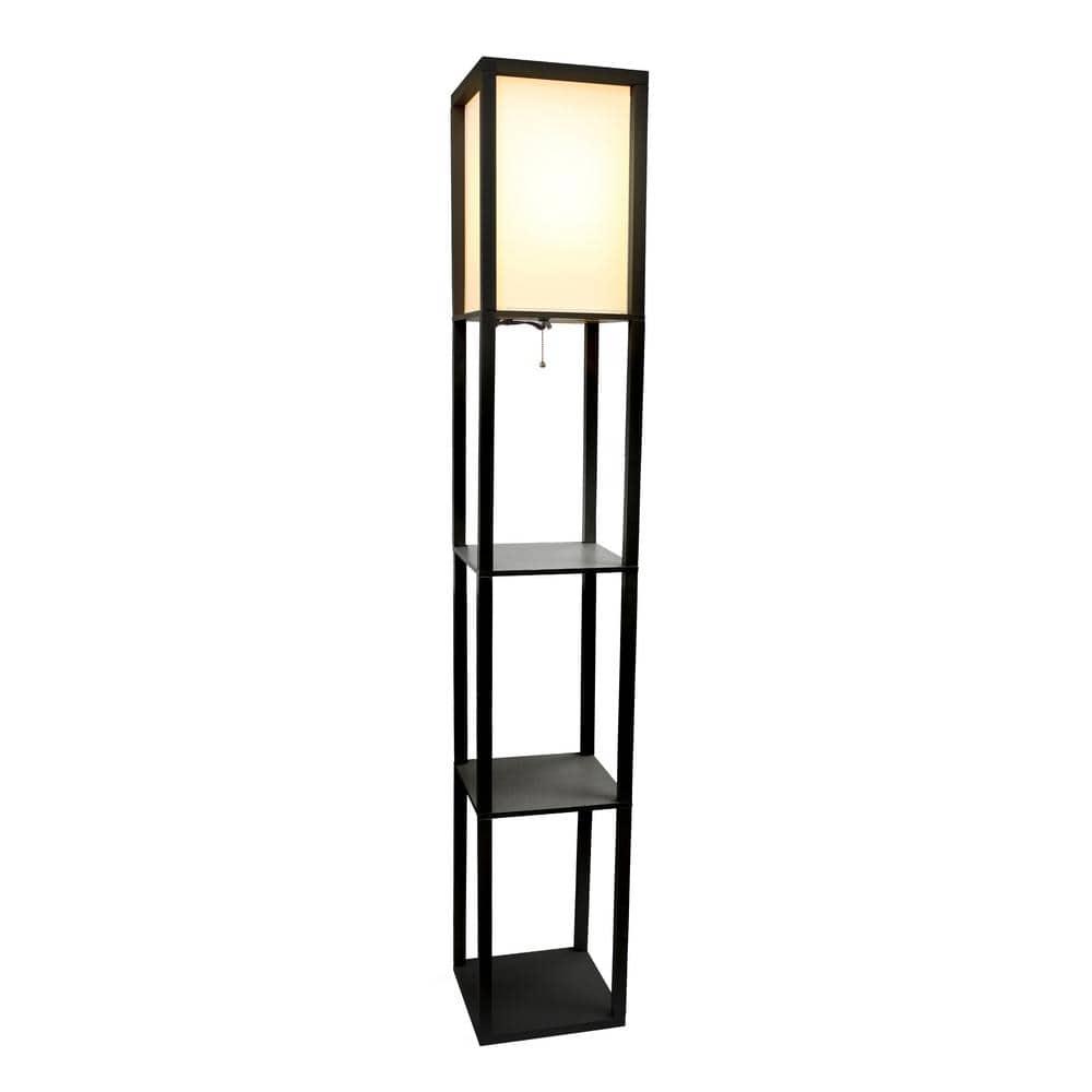 Simple Designs 62.5" Three Shelf Etagere Organizer Storage Floor Lamp