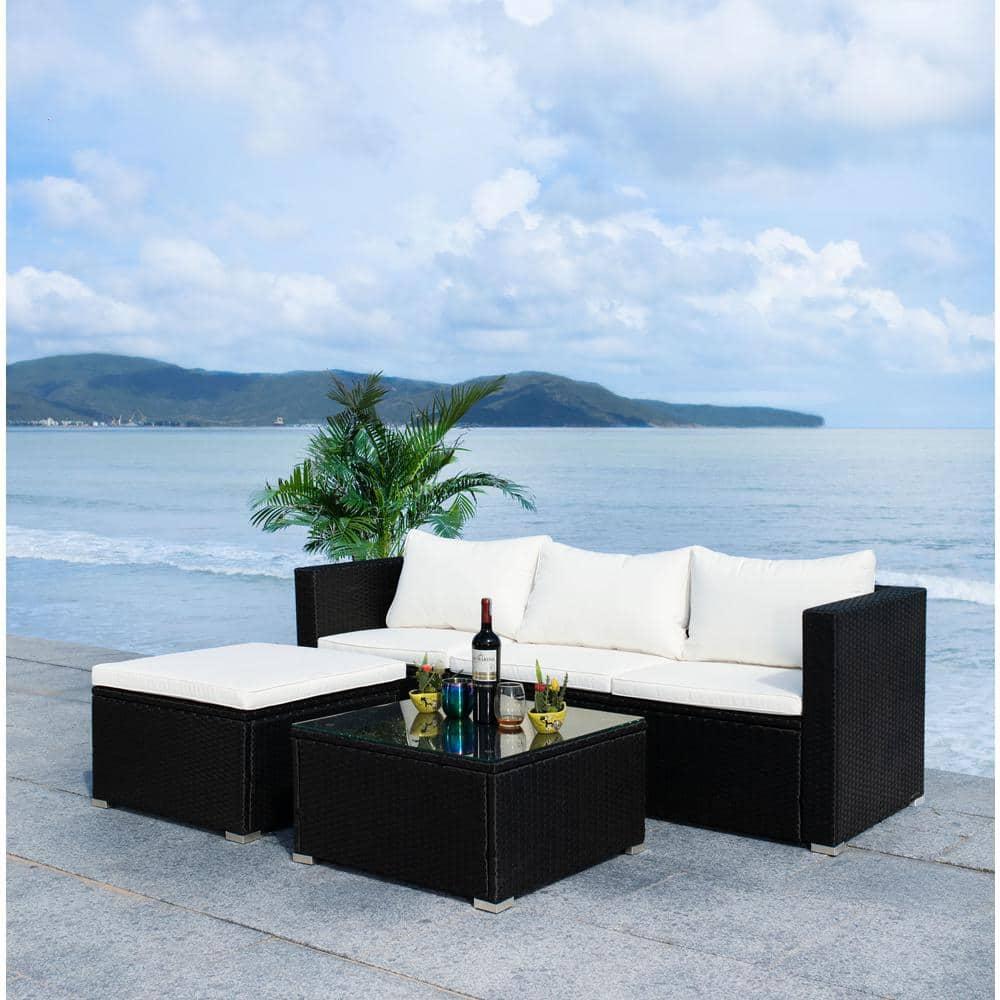Madalina Living Set - Indoor/Outdoor - PAT7509 - Black/Beige - Safavieh