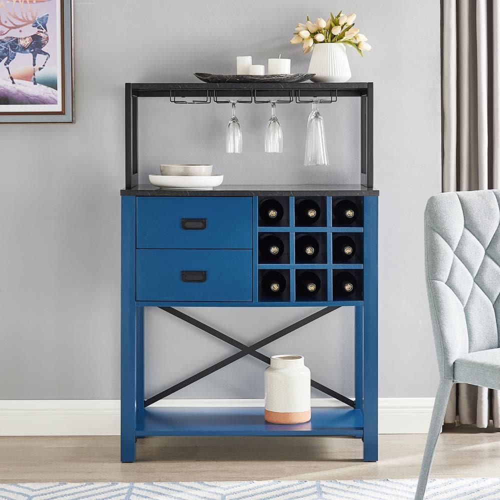 32" Buffet Bar Cabinet Blue - Home Essentials