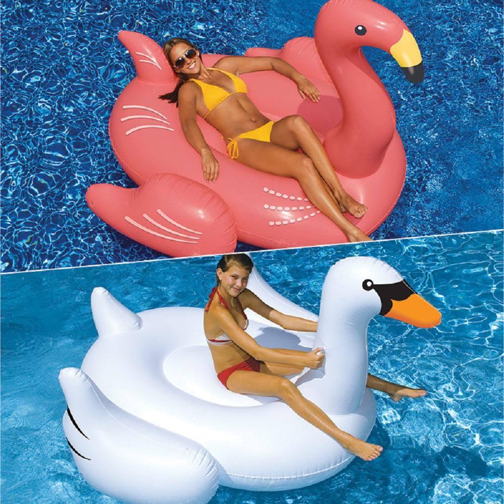 Swimline Swimming Pool Giant Rideable Inflatable Swan + Flamingo | 90621 + 90627