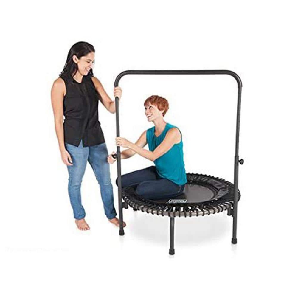 JumpSport 220 In Home Cardio Fitness Rebounder - Mini Trampoline with Handle Bar Accessory, Premium Bungees and Workout DVD