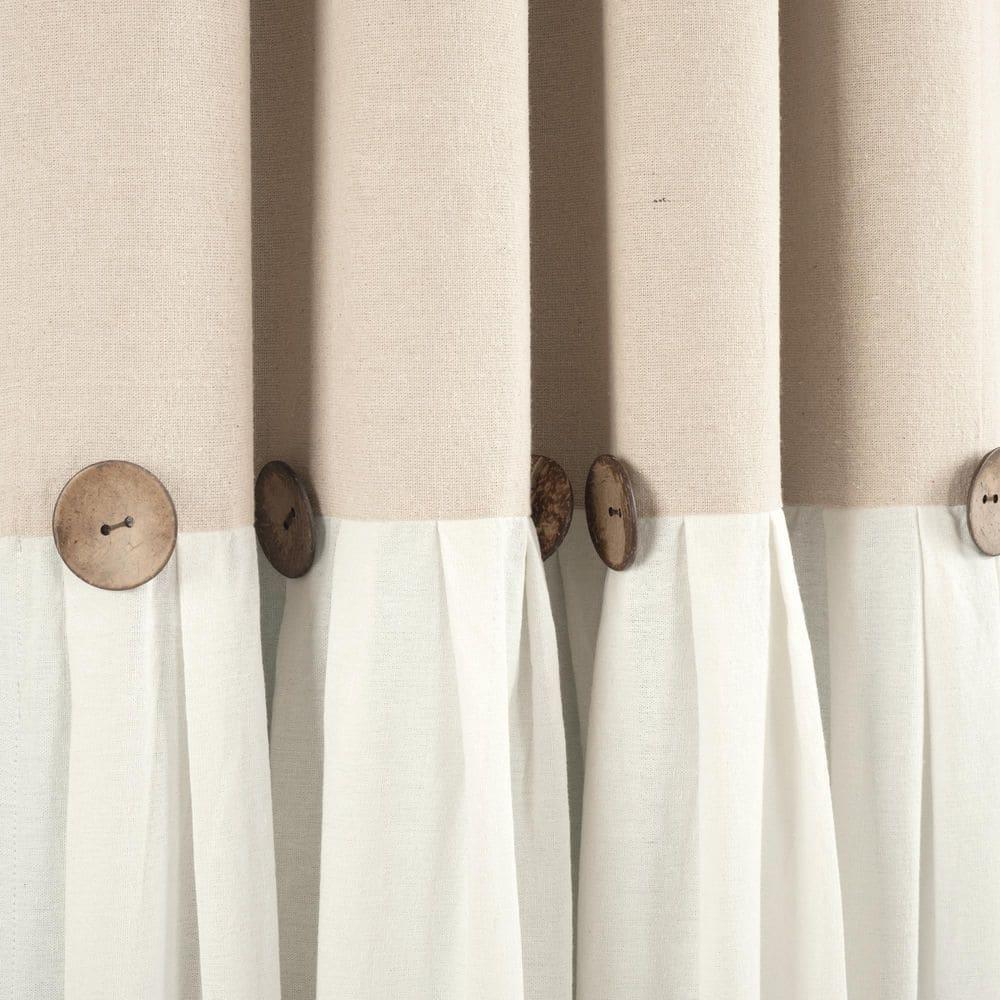 Lush Decor Linen Button Cotton Blend Blackout Curtain Single Panel