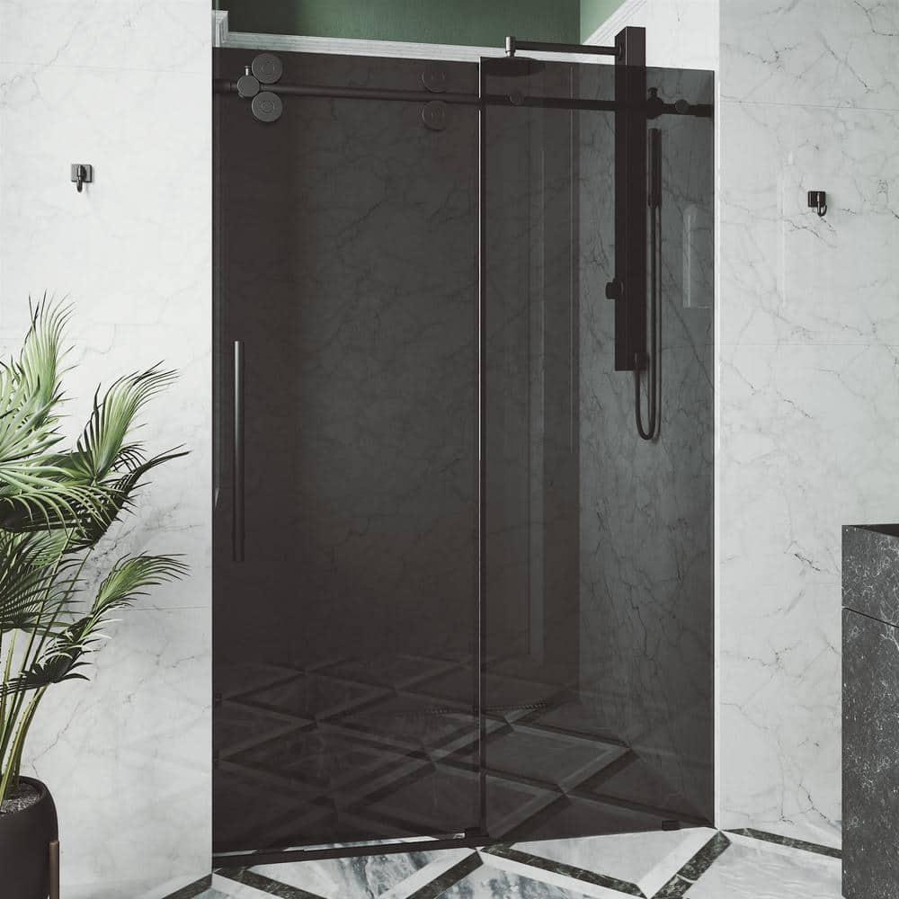 Elan 68-72" W x 74" H Sliding Frameless Shower Door with 3/8" Tinted Glass