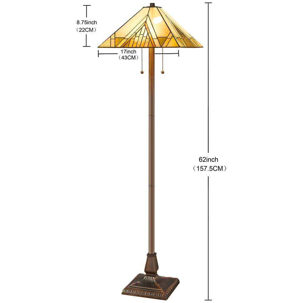 Tiffany Style 2 Light Mission Floor Lamp - 62" Tall