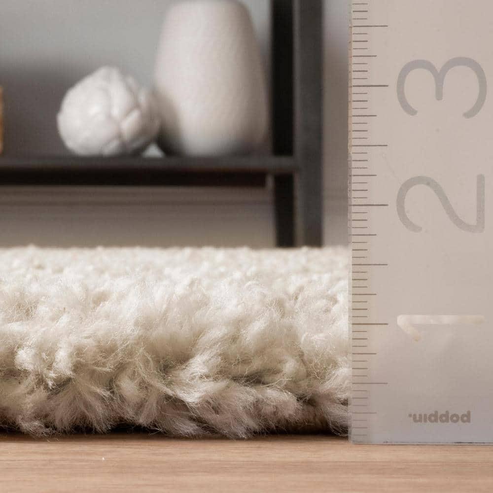 Nuloom Neva Solid 2x12 Runner Shag Indoor Area Rug for Living Room Bedroom Dining Room Nursery Entryway Hallway, Beige/Ivory