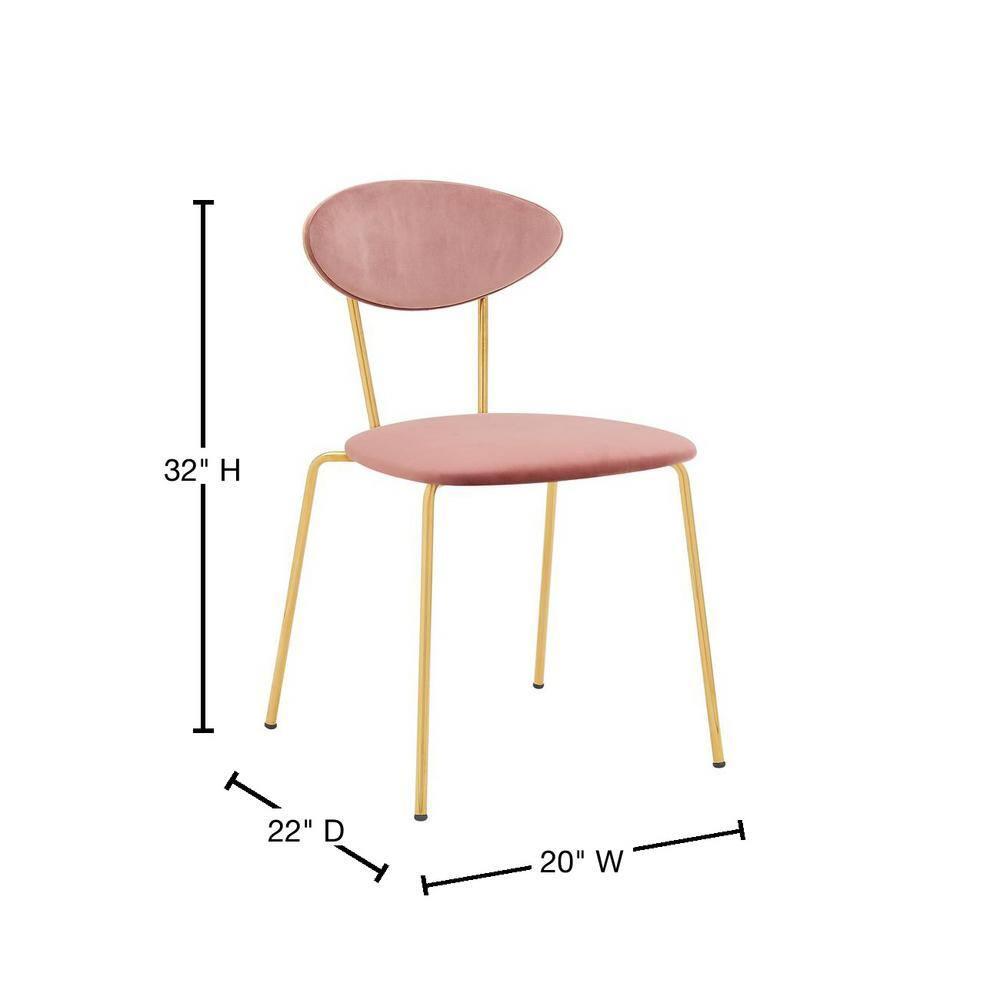 Set of 2 Neo Modern Velvet and Metal Leg Dining Room Chairs Pink/Gold - Armen Living: Chrome-Plated, Foam-Filled, Armless Design
