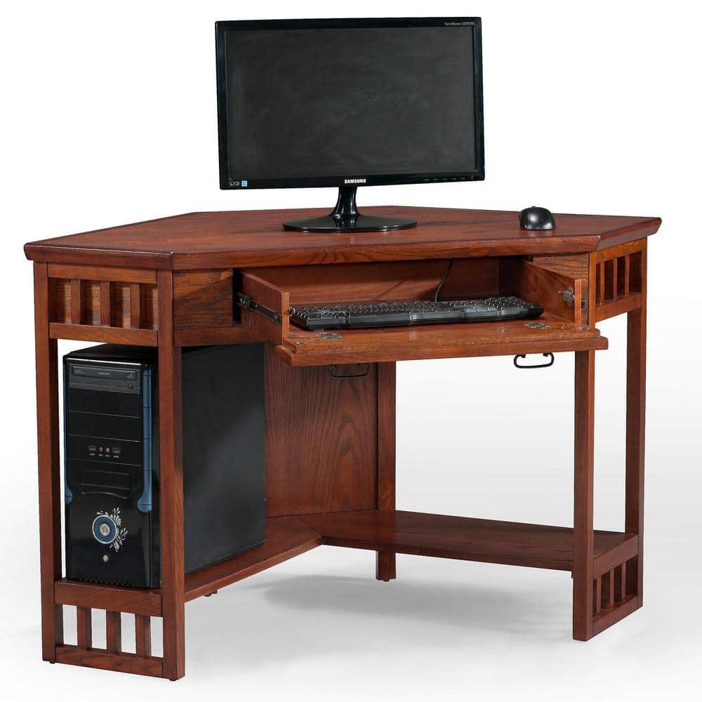 Mission Corner Computer Desk in Mission Oak