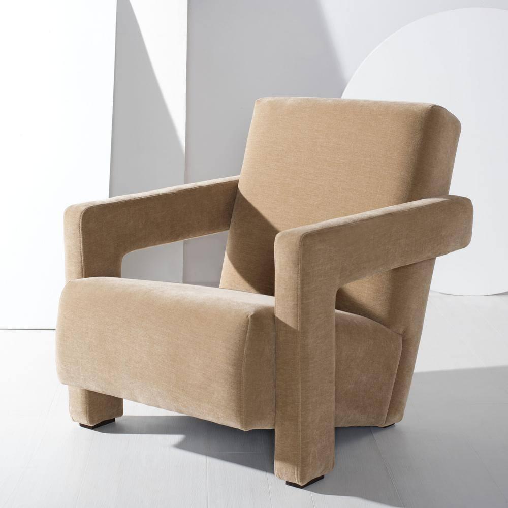 Safavieh  Couture Taylor Modern Velvet Accent Chair - 27 in. W x 35 in. D x 30 in. H Light Brown