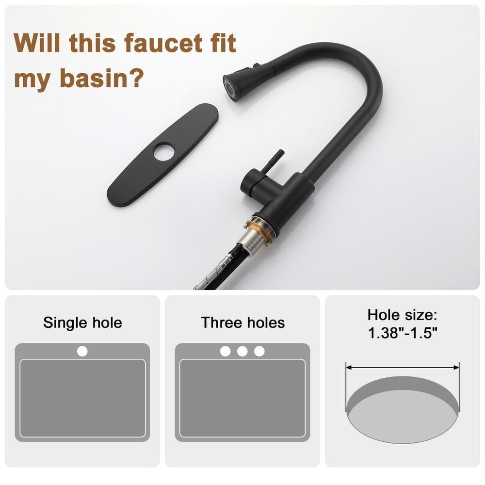 Pull Down Sprayer Kitchen Faucet with Dual-Function Sprayer and Deck Plate in Spot-Free