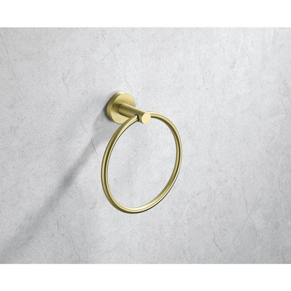 Bathroom Wall Mounted Towel Ring Towel Holder Hand Towel Bar in Stainless Steel Brushed Gold