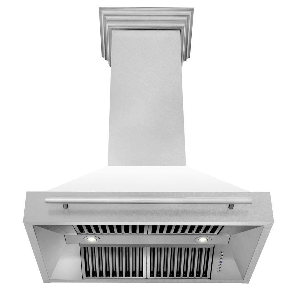 ZLINE 36 in. Satin Steel Wall Mount Range Hood and Stainless Steel Handle