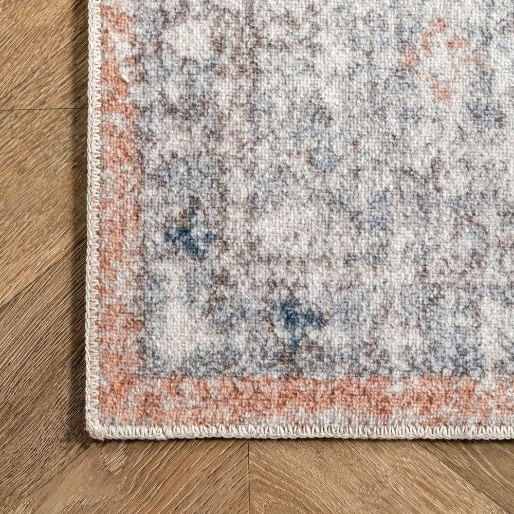 Nuloom Jacquie Pet Friendly Machine Washable Vintage Floral Area Rug, 8' x 10', Peach