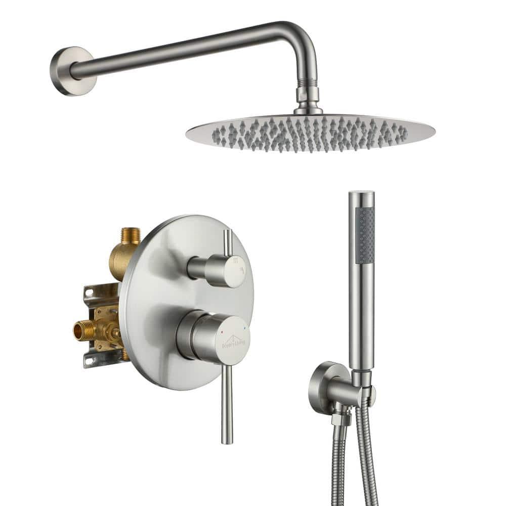 Pressure-Balanced Complete Shower System with 10-Inch Rain Shower Head, Handheld, Rough-in Valve
