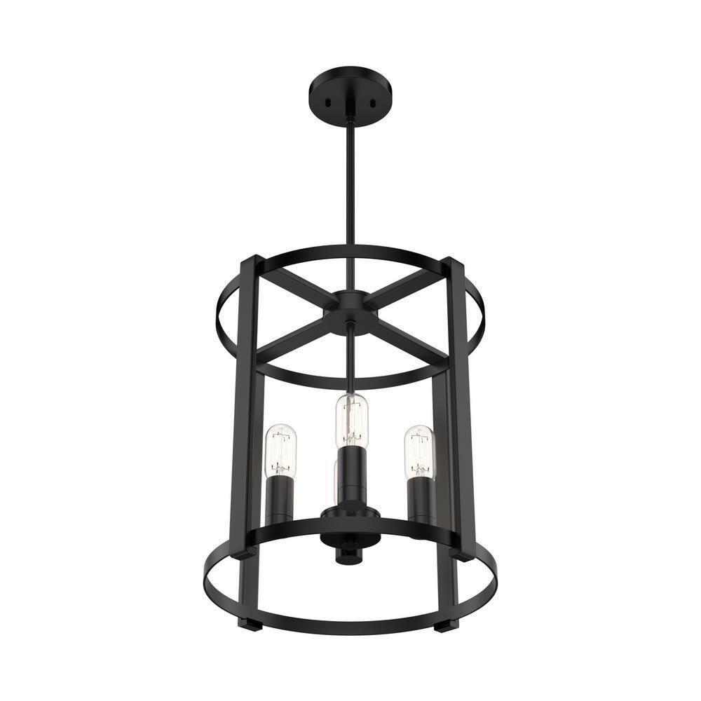 19003-Hunter Fans-Astwood 4-Light Lantern Chandelier in Caged Style-16 Inches Wide by 25.5 Inches High-Matte Black Finish