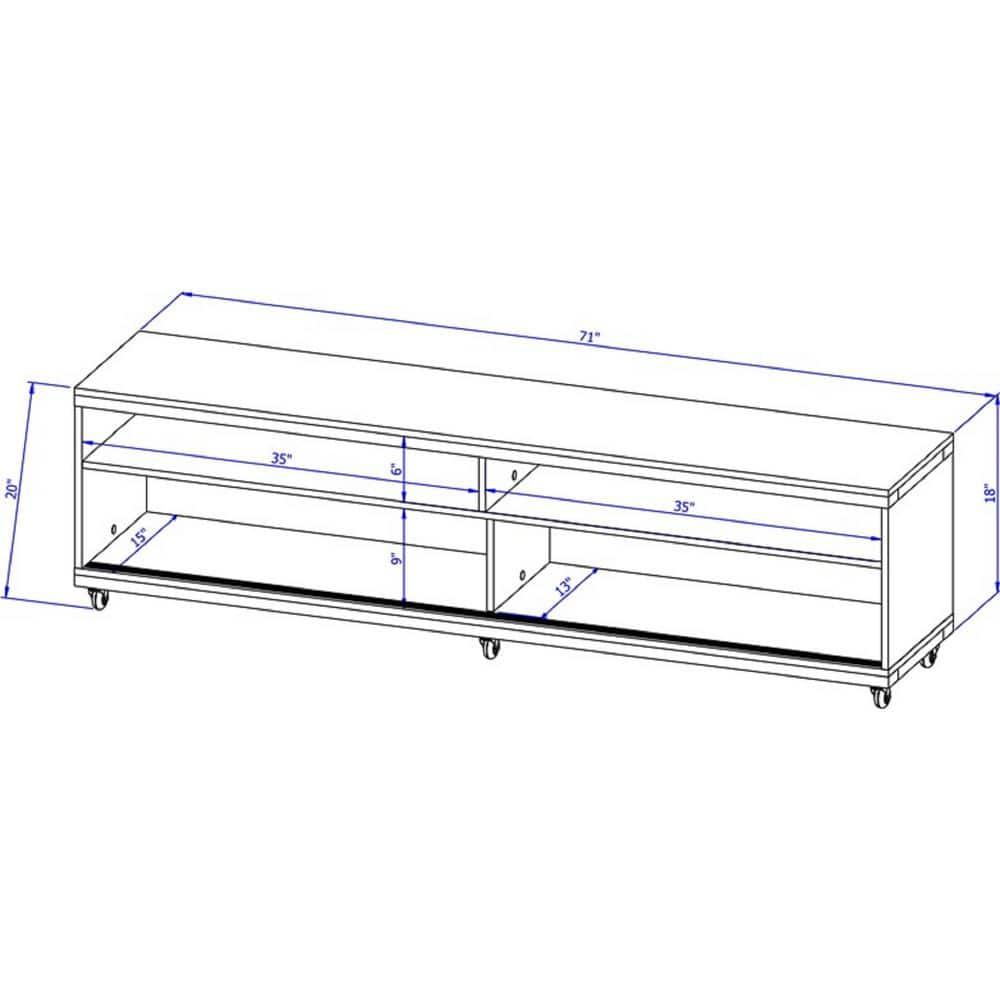 Utopia TV Stand for TVs up to 65" White - Manhattan Comfort: Modern Entertainment Center, Cable Management
