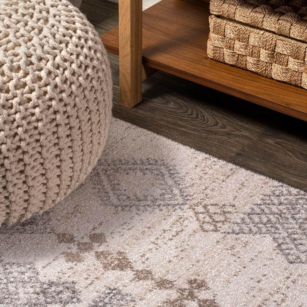 8'x10' Bhalil Berber Diamond Geometric Area Rug, Beige/Gray - JONATHAN Y