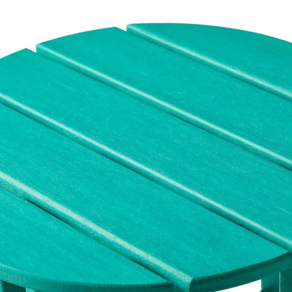 Mason 18 in. Turquoise Poly Plastic Fade Resistant Outdoor Patio Round Adirondack Side Table