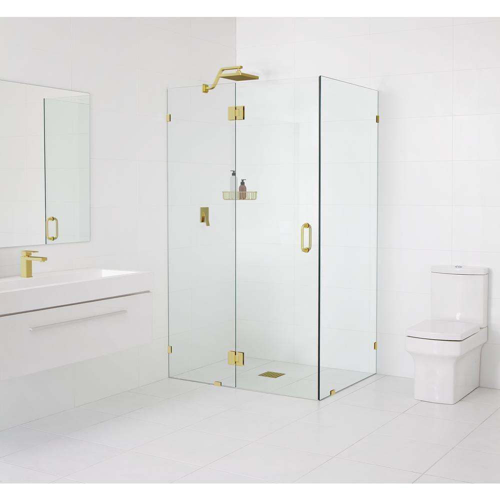 Glass Warehouse Halo 60 in. x 36 in. x 78 in. 90-degree Fully Frameless Glass Hinged Shower Enclosure 90-GH-60-36-SB