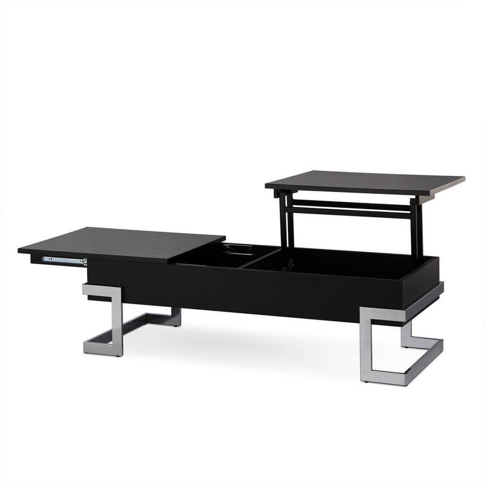 ACME Calnan Rectangular Lift Top Coffee Table in Black and Chrome
