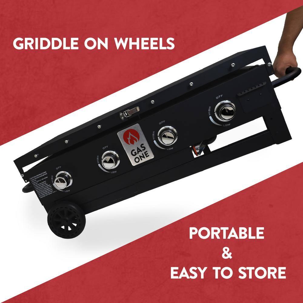 Flat Top Portable Propane Grill 36 in. with Foldable Legs in Black
