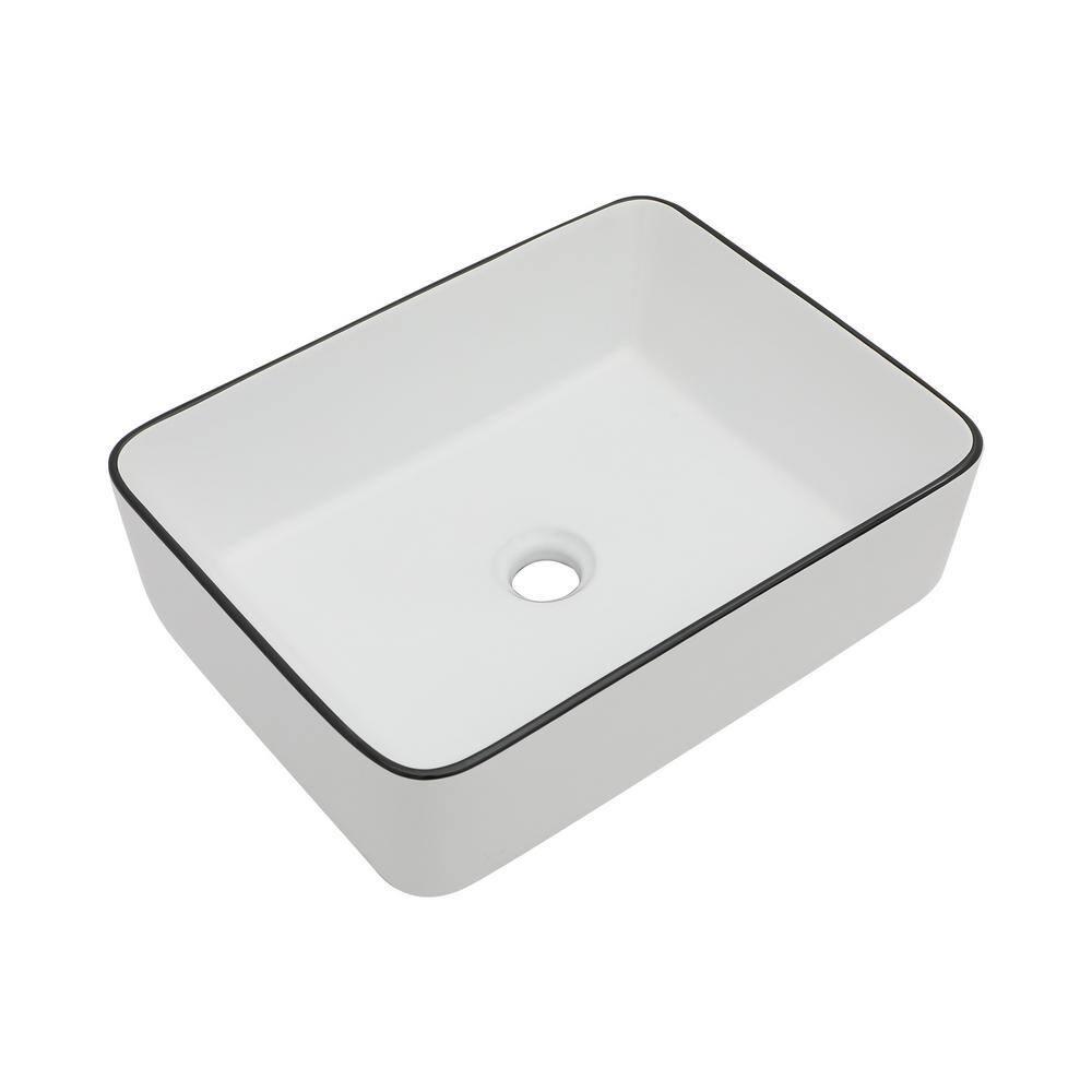 19 x 15 Inch Ceramic Rectangular Vessel Bathroom Sink Above Counter White Sink Bathroom Vessel Sink
