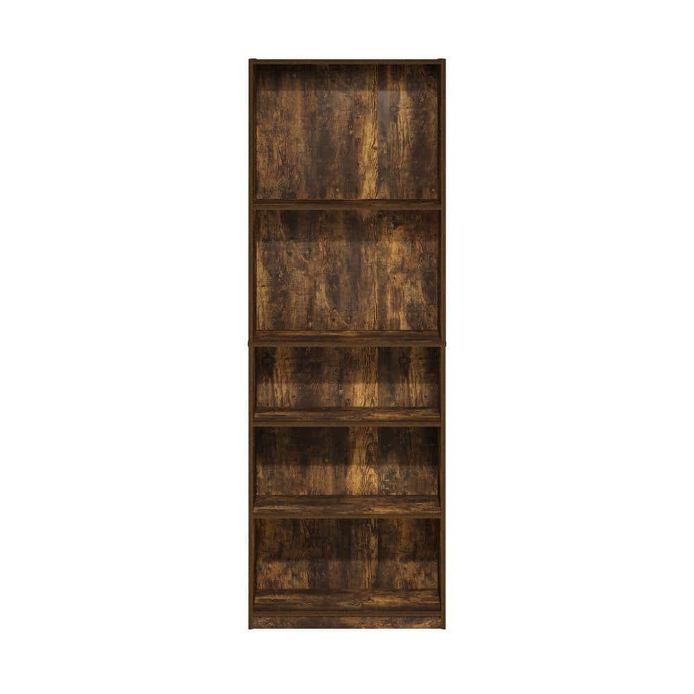 Furinno Simply Design 5-Tier Corner Bookshelf Open Multipurpose Bookcase Display Rack Cabinet with Adjustable Shelves,Amber Pine