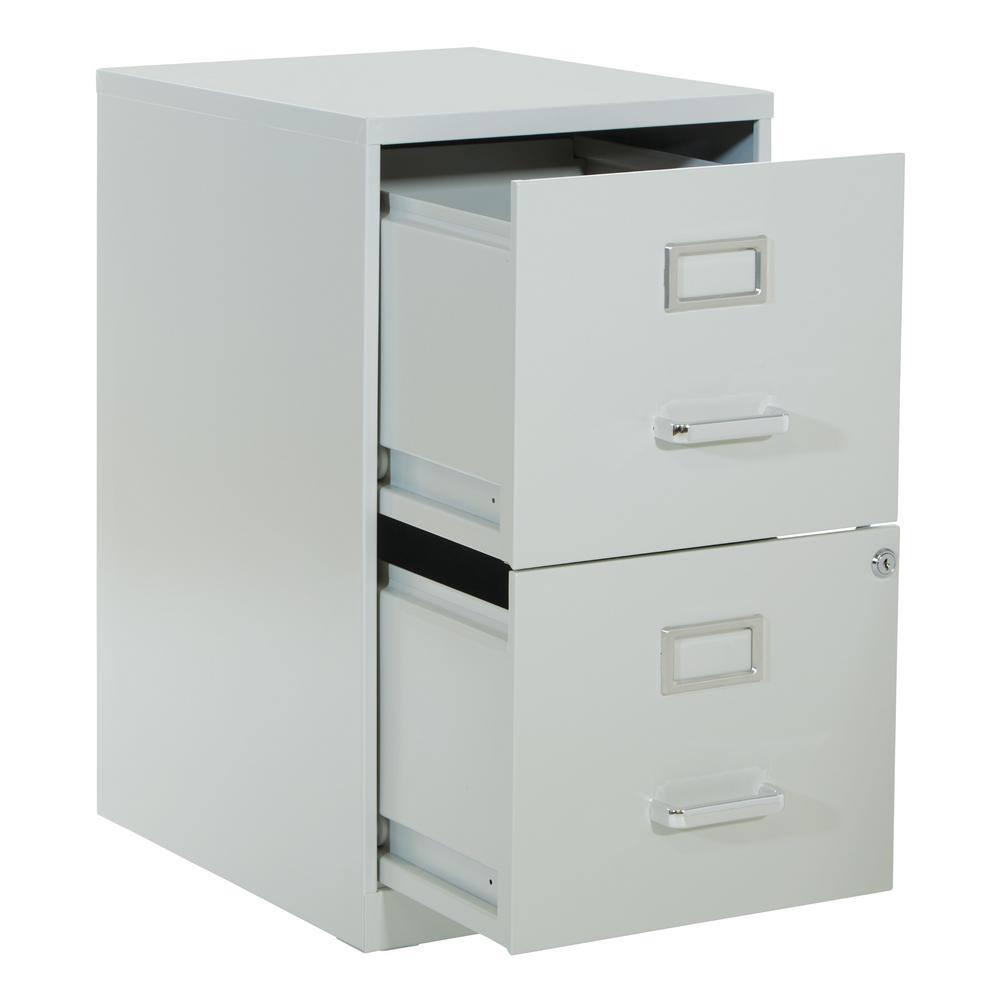 2 Drawer Locking Metal File Cabinet in Gray