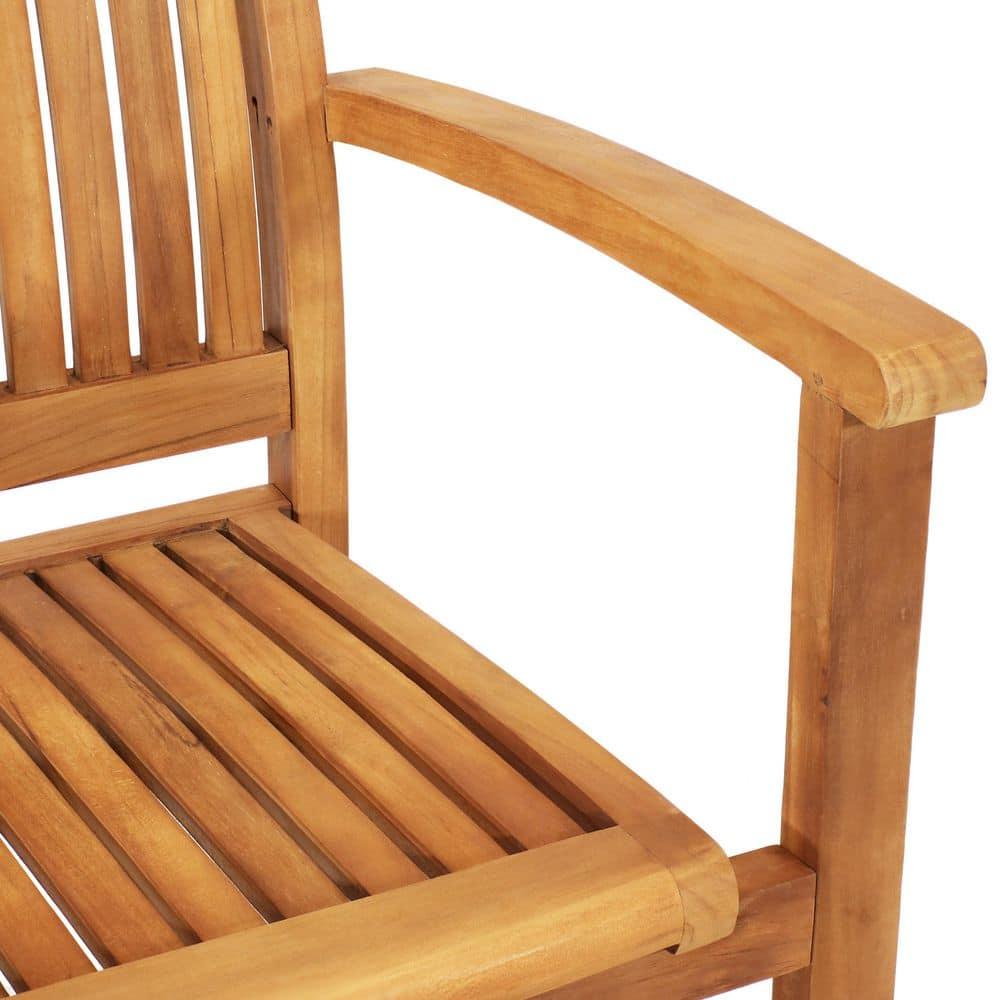Red Barrel Studio® Vivioville Solid Teak Outdoor Stackable Dining Chair
