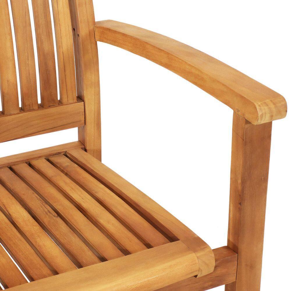 Red Barrel Studio® Datrion Teak Wood Outdoor Stacking Dining Armchair (Set of 2)