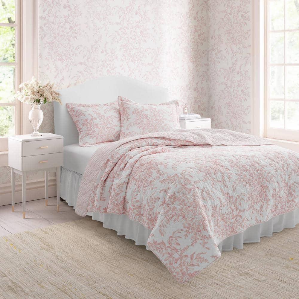 Laura Ashley Bedford Pink Cotton Reversible Quilt Set