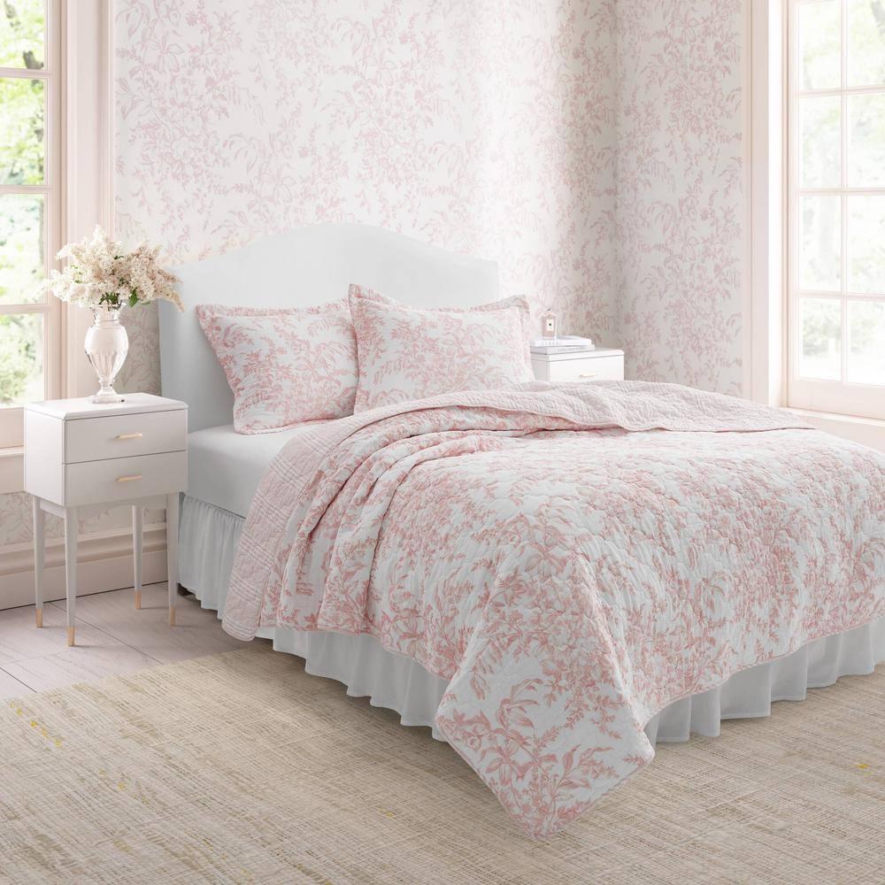 Laura Ashley Bedford Pink Cotton Reversible Quilt Set