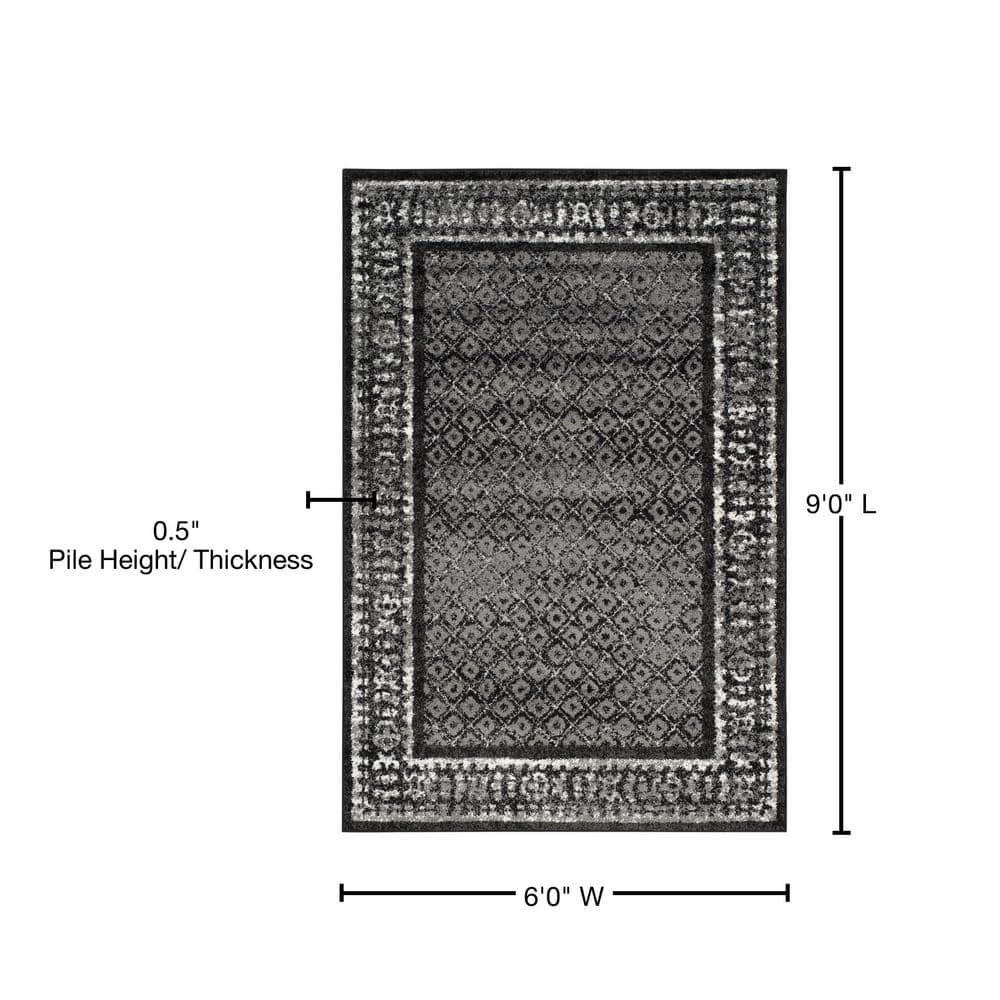 Adirondack ADR110 Machine Made Indoor Area Rug - Black/Silver - 6'x9' - Safavieh