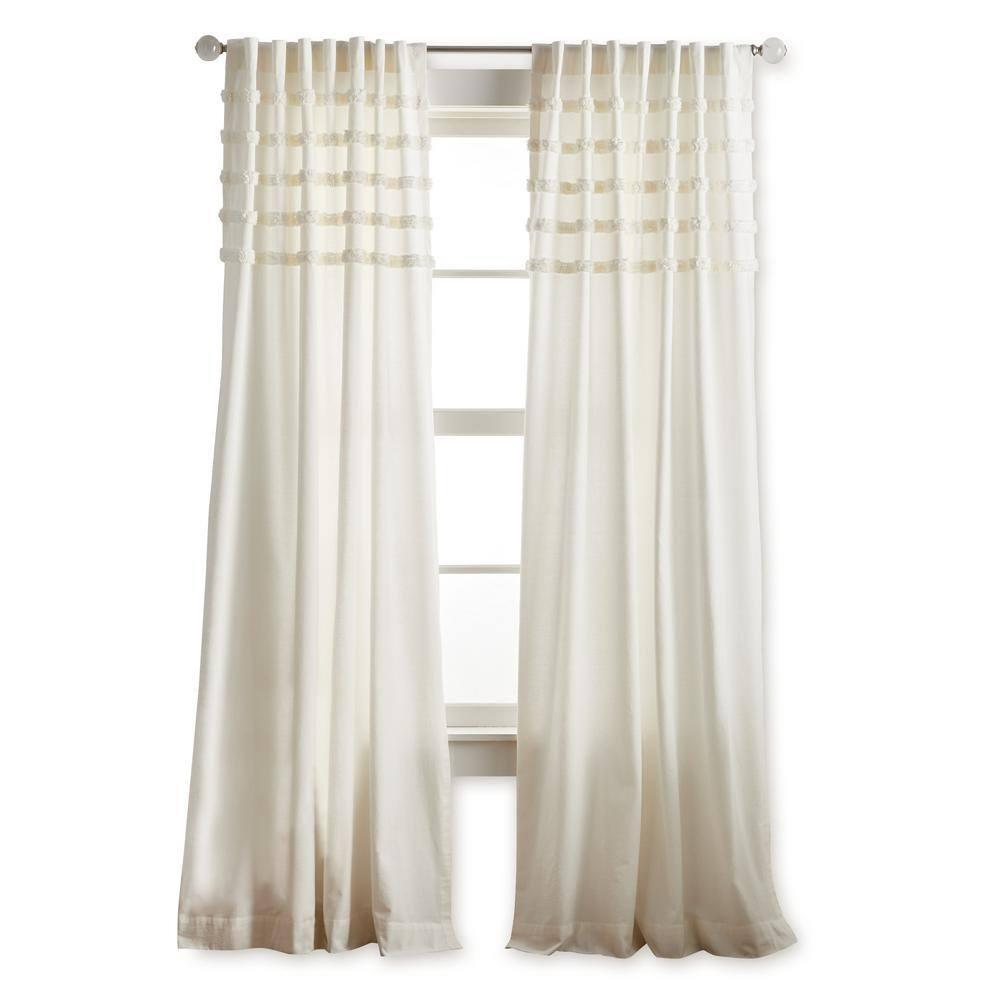 Water's Edge 100% Cotton Striped Semi-Sheer Rod Pocket Curtain Panels (Set of 2)