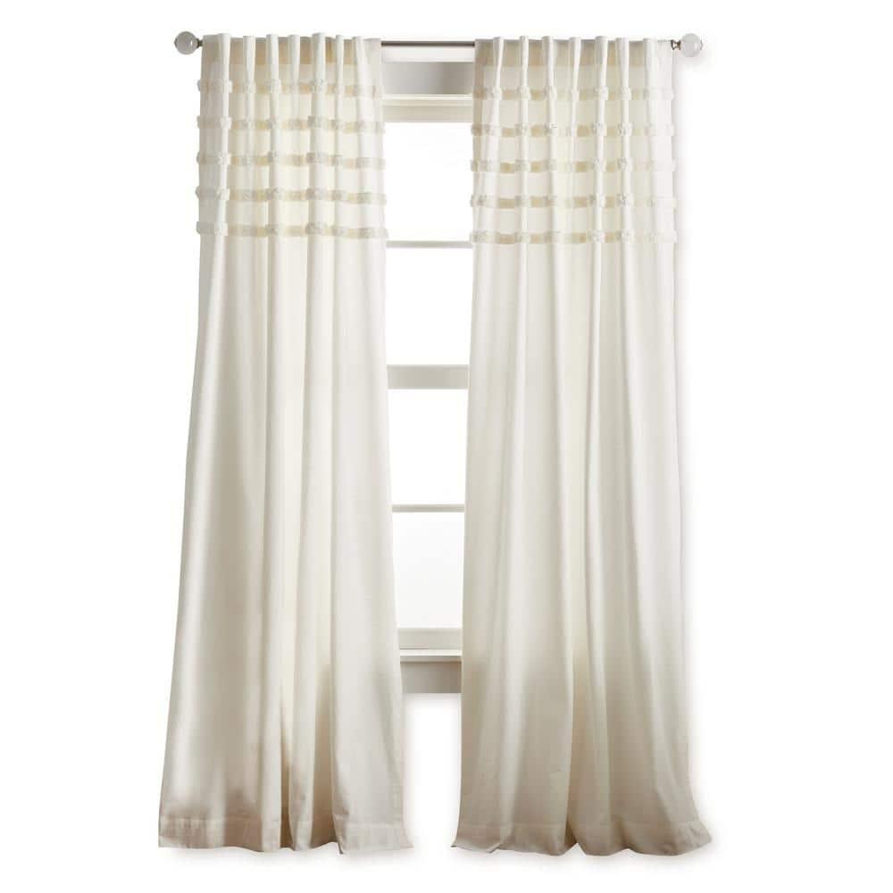 Water's Edge 100% Cotton Striped Semi-Sheer Rod Pocket Curtain Panels (Set of 2)