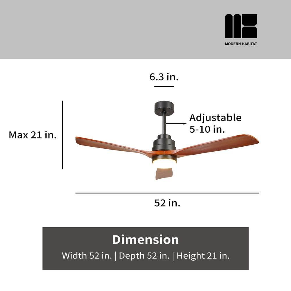Auravista 52 In. Indoor Medium Red Oak Ceiling Fan With LED Light Bulbs And Remote Control