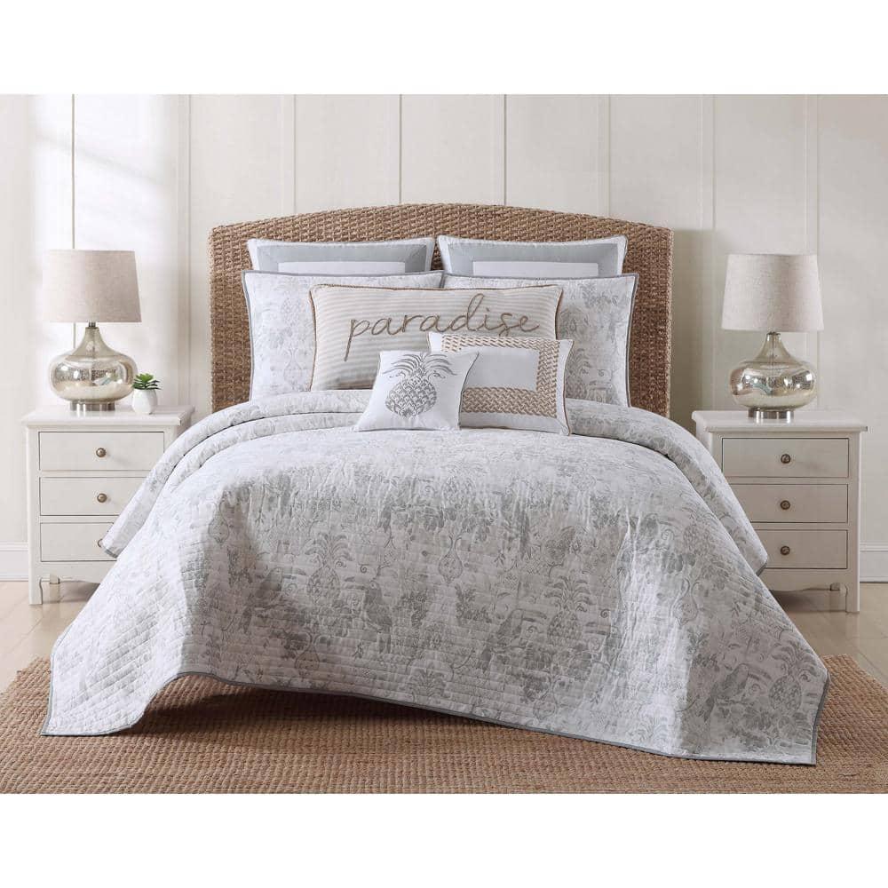 Tropical Plantation Coastal Cotton Floral Quilt Set